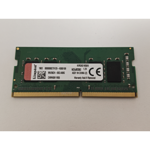 Memorie ram Laptop Kingston, 8GB, DDR4, 2666Mhz, 1Rx8, PC4-2666V, CL19, KVR26S19S8/8, PC4-21300, 1.2V, non-ECC, Unbuffered, SODIMM, 260 pini