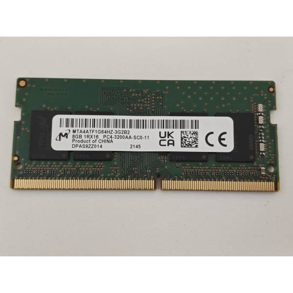 Memorie Ram Laptop Micron 8GB, DDR4, 1Rx16, PC4-3200AA-SC0-11, 3200Mhz, MTA4ATF1G64HZ-3G2B2, PC4-25600, CL22, 1.2V, Non-ECC, sodimm, 260 pini