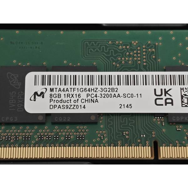 Memorie Ram Laptop Micron 8GB, DDR4, 1Rx16, PC4-3200AA-SC0-11, 3200Mhz, MTA4ATF1G64HZ-3G2B2, PC4-25600, CL22, 1.2V, Non-ECC, sodimm, 260 pini