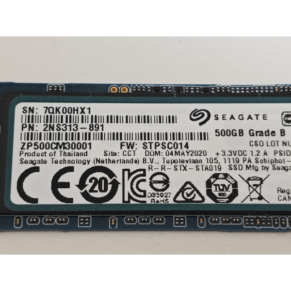 Solid State Drive (SSD) Seagate, 500GB, PCIe Gen 3.0 x 4, NVMe M.2, BarraCuda 510, ZP500CM30001, 3400 MB/s, 2400 MB/s, Laptop/Desktop
