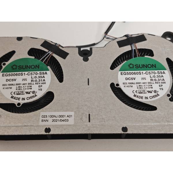 Cooler procesor Laptop, Dell, Inspiron 16 Plus 7610, P107F, P107F001, H1YC7, 0H1YC7, EG50060S1-C570-S9A, 023.100NJ.0001, BNB506S5H-000P, 023.100NJ.0011, 5V, 0.35A