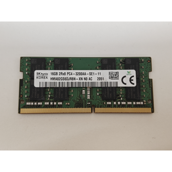 Memorie ram Laptop SK Hynix 16GB, DDR4, 2Rx8, PC4-3200AA, 3200Mhz, HMA82GS6DJR8N-XK, PC4-25600, CL22, 1.2V, Non-ECC, sodimm, 260 pini
