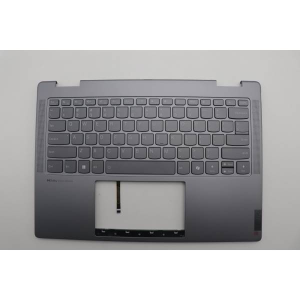 Carcasa superioara cu tastatura palmrest Laptop 2-in-1, Lenovo, Yoga 7 14AHP9 Type 83DK, 5CB1N96901, 5CB1N96954, HQ25202001C50, HQ26901001ES0, iluminata, Artic Grey, layout US