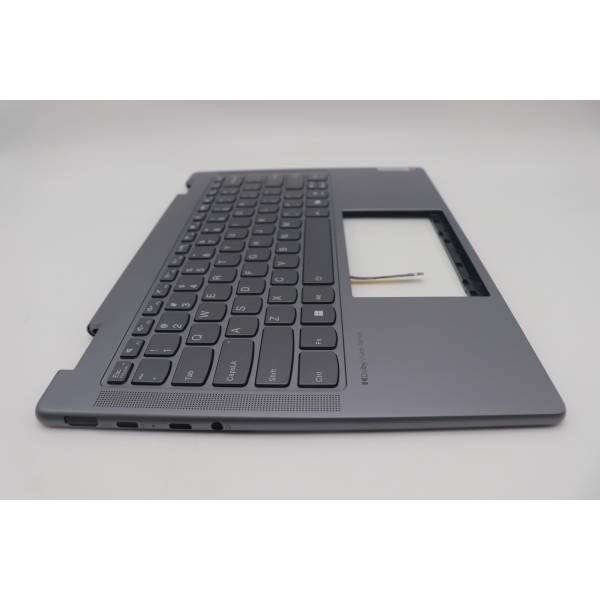 Carcasa superioara cu tastatura palmrest Laptop 2-in-1, Lenovo, Yoga 7 14AHP9 Type 83DK, 5CB1N96901, 5CB1N96954, HQ25202001C50, HQ26901001ES0, iluminata, Artic Grey, layout US