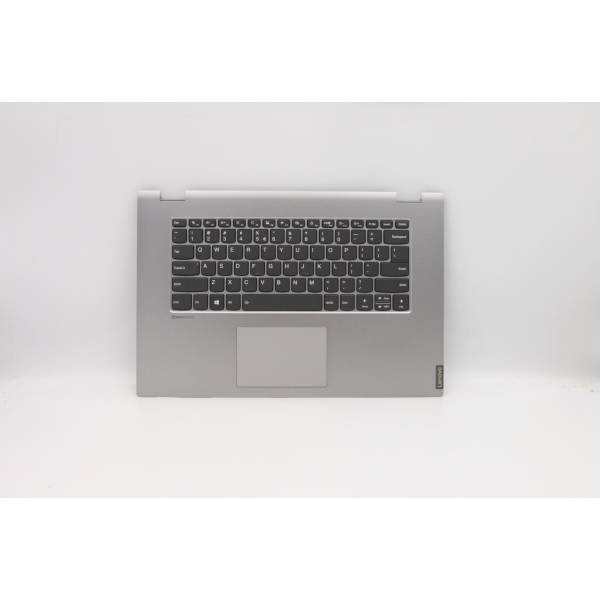 Carcasa superioara palmrest cu tastatura Laptop, Lenovo, FLEX-15IWL Type 81SR, 5CB0S17736, AM2G9000110, ET2G9000200, ET2G9000500, iluminata, gri, layout us