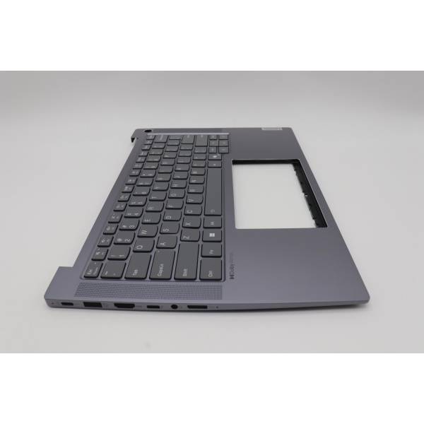 Carcasa superioara cu tastatura palmrest Laptop, Lenovo, ThinkBook 14 G6+ IMH Type 21LD, 5CB1N60809, 5CB1P74746, AMB29000231, AMB29000300, iluminata, Luna Grey, layout us