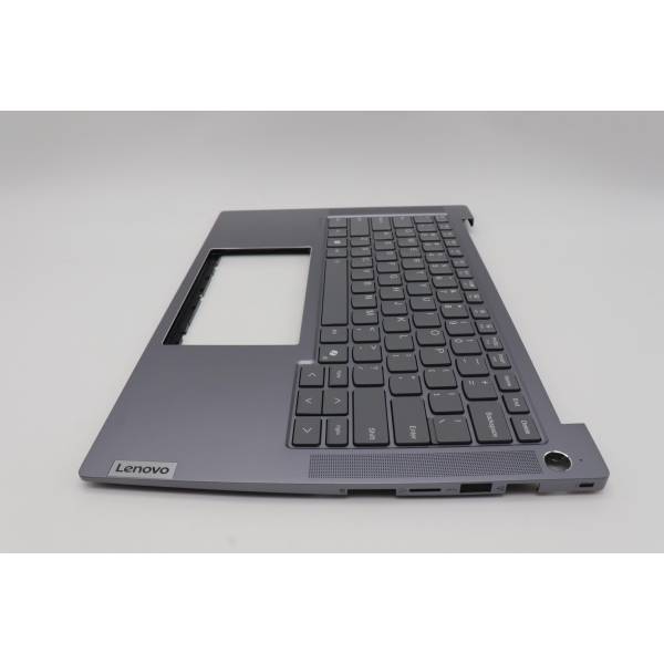 Carcasa superioara cu tastatura palmrest Laptop, Lenovo, ThinkBook 14 G6+ IMH Type 21LD, 5CB1N60809, 5CB1P74746, AMB29000231, AMB29000300, iluminata, Luna Grey, layout us