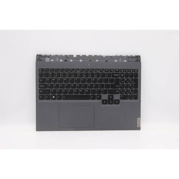 Carcasa superioara cu tastatura palmrest Laptop, Lenovo, Legion 5 Pro 16ITH6H Type 82JD, 5CB1D09653, AP1ZV000800, iluminata, 4 pini, Storm Grey, layout US