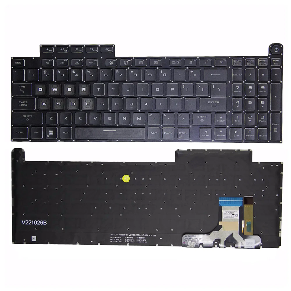 Tastatura Laptop Gaming, Asus, ROG Strix Scar 18 G834J, G834JY, G834JYR, G834JZ, G834JZR, iluminata, RGB 4 Zone, neagra, layout US