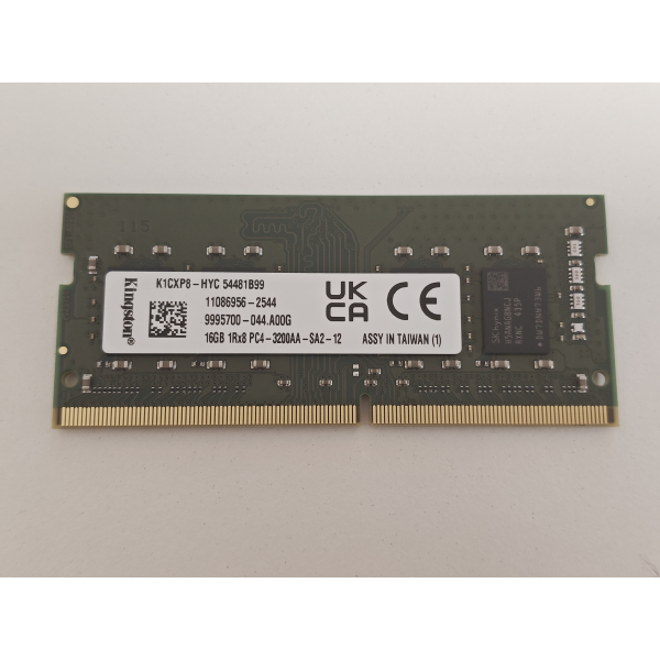 Memorie ram Laptop Kingston 16GB, DDR4, 1Rx8, PC4-3200AA, 3200Mhz, K1CXP8-HYC, PC4-25600, CL22, 1.2V, Non-ECC, sodimm, 260 pini
