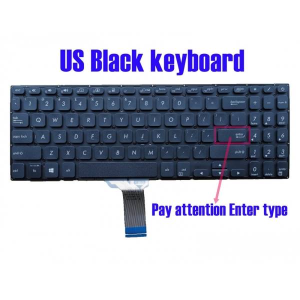 Tastatura compatibila Laptop, Asus, VivoBook S15 X530U, X530UA, X530UF, X530UN, neagra, layout US