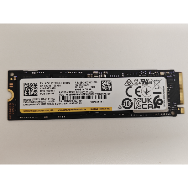 Solid State Drive (SSD) Samsung, 1TB, PCIe 4.0 x 4, NVMe M.2, PM9A1, MZ-LV21T00, MZVL21T0HCLR-00BD2, 7000 MB/s, 5100 MB/s, Laptop/Desktop