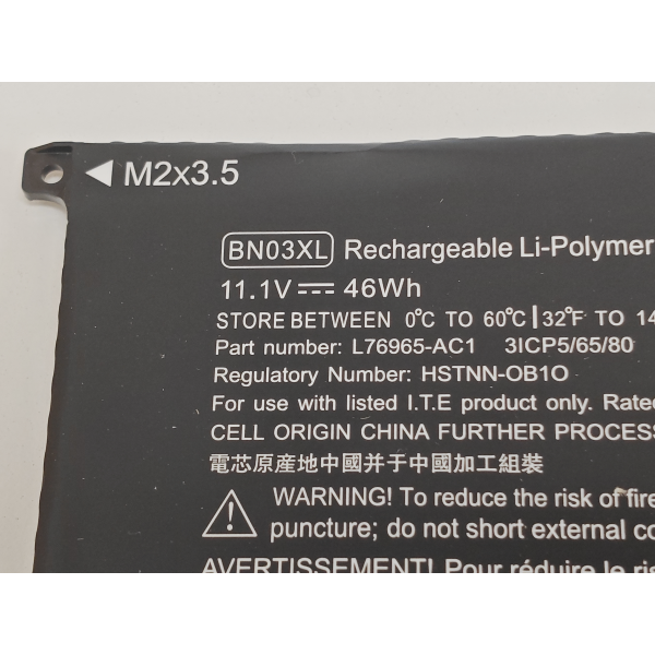 Baterie compatibila Laptop, HP, Envy 13-BA, 13T-BA, TPN-C145, L76965-AC1, 3ICP5/65/80, HSTNN-OB1O, BN03XL, 11.1V, 4100mAh, 46Wh