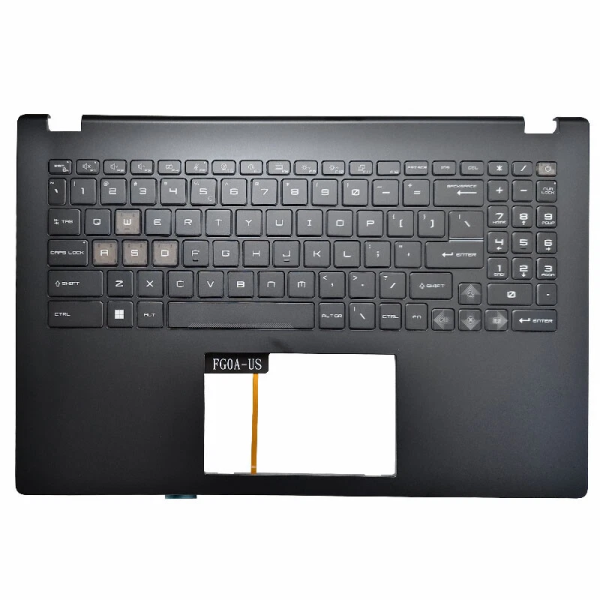 Carcasa superioara cu tastatura palmrest Laptop Gaming, MSI, Modern 15 B12M, B12MO, B13M, MS-15H1, 5H10313, 15H1C213, 934441210361, E2P-5H2CXXX-M77, iluminata, neagra, layout US