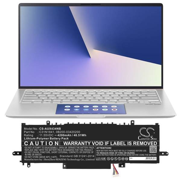 Baterie compatibila Laptop, Asus, ZenBook 13 UX333FAC, UX333FLC, 0B200-03420200, CS-AUX434NB, C31N1841, 11.55V, 4200mAh, 48.51Wh