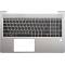 Carcasa superioara cu tastatura palmrest Laptop, HP, EliteBook 650 G10, 655 G10, N45680-001, 4BX8TTATP70, iluminata, argintie, layout US