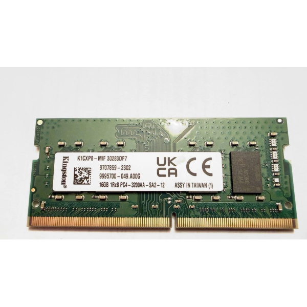 Memorie ram Laptop Kingston 16GB, DDR4, 1Rx8, PC4-3200AA, 3200Mhz, K1CXP8-MIF, PC4-25600, CL22, 1.2V, Non-ECC, sodimm, 260 pini