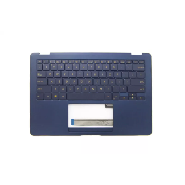Carcasa superioara cu tastatura palmrest Laptop, Asus, ZenBook Flip S UX370U, UX370UA, UX370UAA, UX370UAF, UX370UAR, 90NB0EN1-R30300, HT20180917A-A10, PY21010700219, UX370UAF-1A, iluminata, albastra, layout US