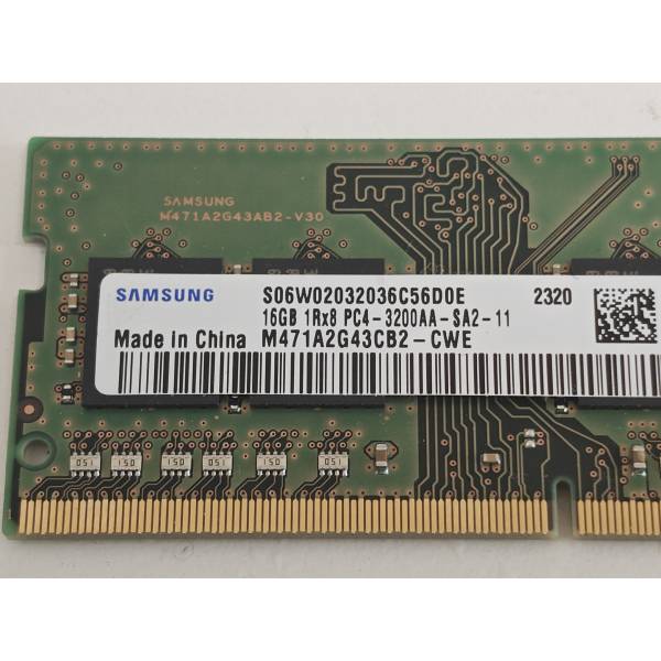 Memorie Ram Laptop, Samsung 16GB, DDR4, 1Rx8, PC4-3200AA, 1.2V, CL22, PC4-25600, M471A2G43CB2-CWE, 3200Mhz, Non-ECC, sodimm, 260 pini