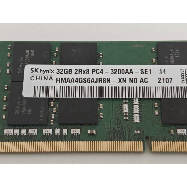 Memorie Ram Laptop, SK Hynix 32GB, DDR4, 2Rx8, PC4-3200AA, 1.2V, CL22, PC4-25600, HMAA4GS6AJR8N-XN, 3200Mhz, Non-ECC, sodimm, 260 pini