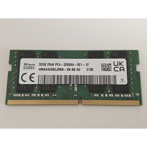 Memorie ram Laptop SK Hynix 32GB, DDR4, 2Rx8, PC4-3200AA, 3200Mhz, HMAA4GS6CJR8N-XN, PC4-25600, CL22, 1.2V, Non-ECC, sodimm, 260 pini
