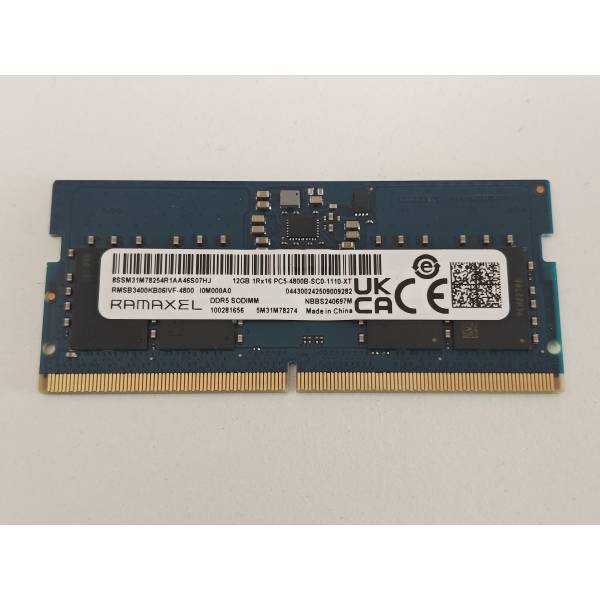 Memorie Ram Laptop, Ramaxel, 12GB, DDR5, 1Rx16, PC5-4800, 4800Mhz, RMSB3400KB06, 1.1V, CL40, PC5-38400, Non-ECC, sodimm, 262 pini