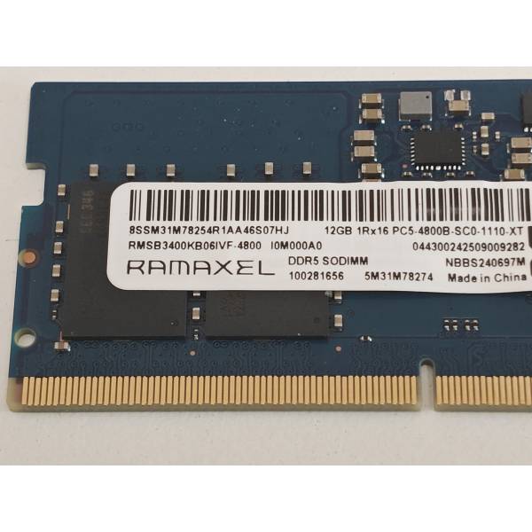 Memorie Ram Laptop, Ramaxel, 12GB, DDR5, 1Rx16, PC5-4800, 4800Mhz, RMSB3400KB06, 1.1V, CL40, PC5-38400, Non-ECC, sodimm, 262 pini