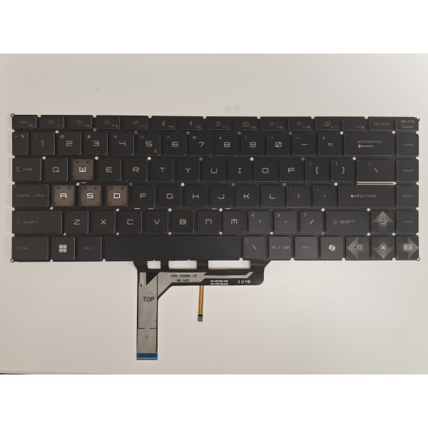 Tastatura Laptop Gaming, MSI, GF63 Thin 12VF, 12VE, 12UC, 12UCX, 12UD, 12UDX, MS-16R8, iluminata, 6 pini, neagra, layout US