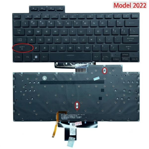 Tastatura Laptop Gaming, Asus, ROG Flow X16 6037B0233230, 6037B0233201, 0KNR0-2812UI00, V202526QS1, ilumianta, neagra, layout US