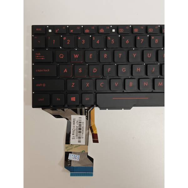 Tastatura Laptop Gaming, Asus, ROG ZX553V, ZX553VD, iluminata, rosie, layout US