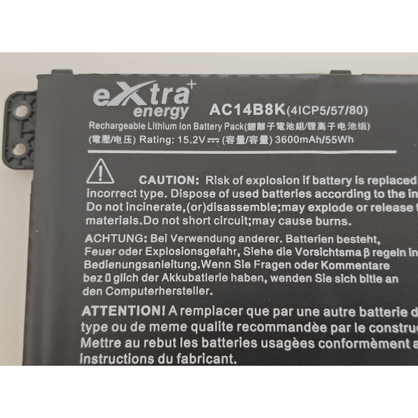 Baterie compatibila Laptop, Acer, Aspire 3 A315-23, A315-23G, 4ICP5/57/80, AC14B8K, 15.2V, 3600mAh, 55Wh