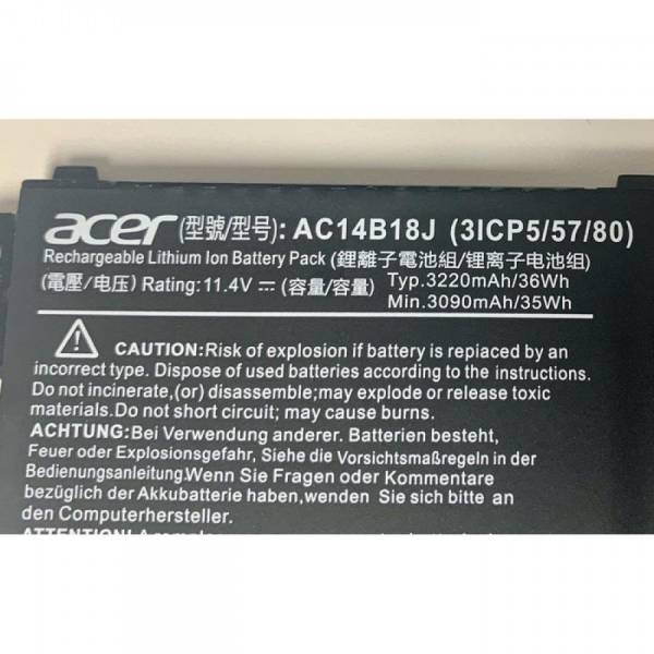 Baterie Laptop, Acer, Aspire E5-771, E5-771G, 3ICP5/57/80, AC14B18J, 11.4V, 3090mAh, 36Wh