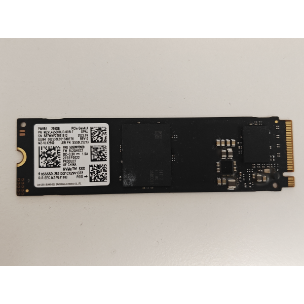 Solid State Drive (SSD) Samsung PM9B1, 256GB, PCIe Gen 4.0 x 4, NVMe M.2 2280, MZ-VL42560, MZVL4256HBJD-00BL7, 3300 MB/s, 1250 MB/s, Laptop/Desktop