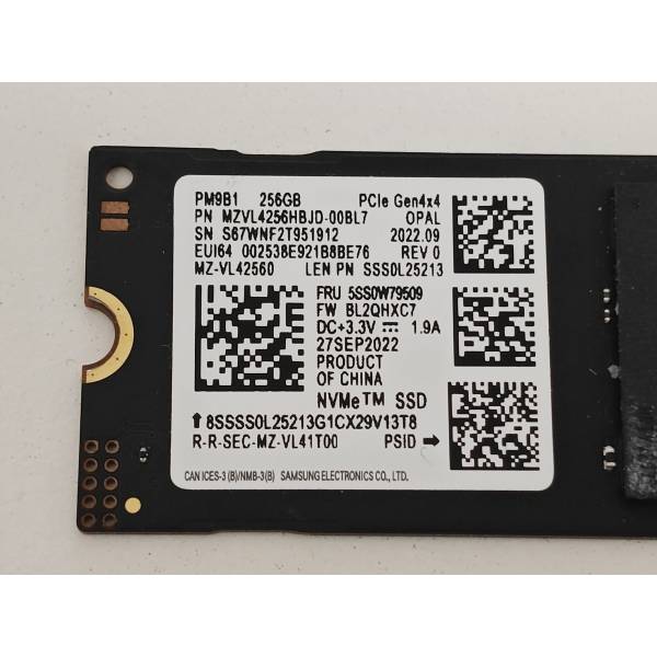 Solid State Drive (SSD) Samsung PM9B1, 256GB, PCIe Gen 4.0 x 4, NVMe M.2 2280, MZ-VL42560, MZVL4256HBJD-00BL7, 3300 MB/s, 1250 MB/s, Laptop/Desktop