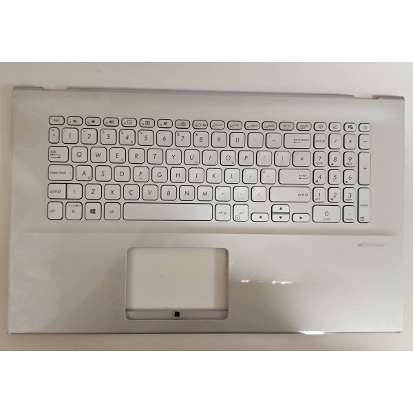 Carcasa superioara cu tastatura palmrest Laptop, Asus, VivoBook S17 S712F, S712FA, S712FAM, S712FB, S712J, S712JA, S712U, S712UA, 90NB0PI1-R32UK0, 13N1-7GA0111, 90PC27130100G7, X712DA-8S, iluminata, argintie, layout UK