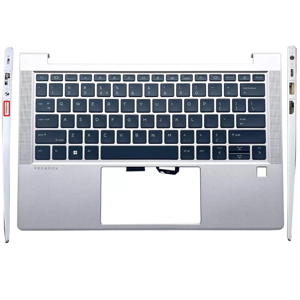 Carcasa superioara cu tastatura palmrest Laptop, HP, ProBook 630 G8, M24295-001, GDI4BX8PTATP00, FTCN93HD3ZR, iluminata, argintie, layout US
