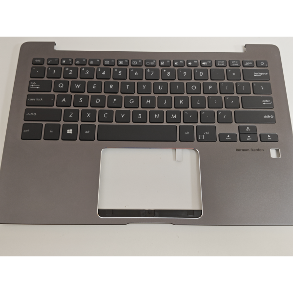 Carcasa superioara cu tastatura palmrest Laptop, Asus, ZenBook 13 UX331U, UX331UA, UX331UAL, UX331UN, 90NB0GZ2-R31US0, 13N1-3JA0911, UX331UA-1B, iluminata, gri, layout US