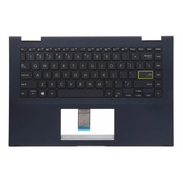 Carcasa superioara cu tastatura palmrest Laptop, Asus, VivoBook Flip 14 TM420U, TM420UA, 90NB0RN1-R30031, 90NB0RN1-R31US0, 90NB0RN1-R31US2, HQ207D0147000, TP420IA-2K, iluminata, neagra, layout US