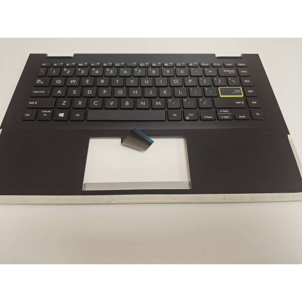 Carcasa superioara cu tastatura palmrest Laptop, Asus, VivoBook Flip 14 TM420U, TM420UA, 90NB0RN1-R30031, 90NB0RN1-R31US0, 90NB0RN1-R31US2, HQ207D0147000, TP420IA-2K, iluminata, neagra, layout US