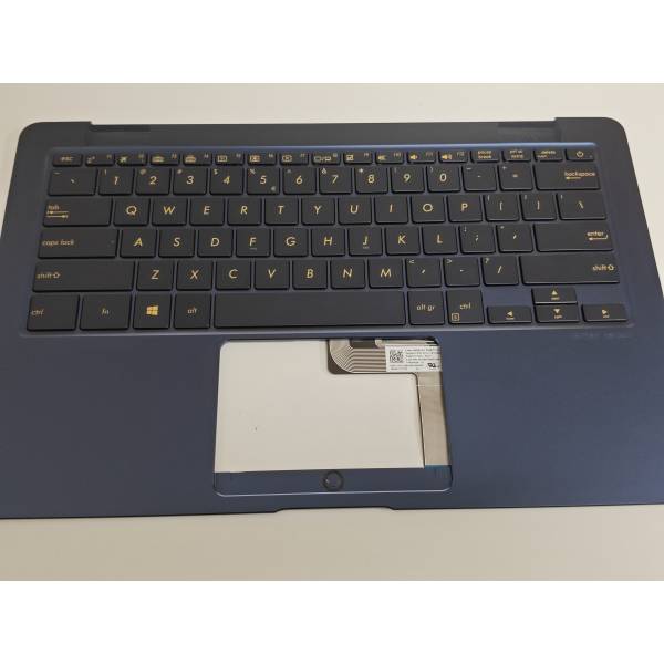Carcasa superioara cu tastatura palmrest Laptop, Asus, ZenBook 3 Deluxe UX490U, UX490UA, UX490UAK, UX490UAR, 90NB0EI1-R30590, 13NB0EI1AM1202184, ilumianta, albastra, layout US
