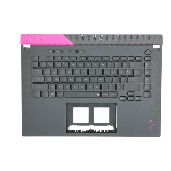 Carcasa superioara cu tastatura palmrest Laptop Gaming, Asus, ROG Strix G15 G513Q, G513QR, G513QM, 90NR0573-R31UI0, 90NR0573-R31US0, 6070B1886023, 13NR0573P02011-3, G513QM-1H, iluminata, RGB tasta per tasta, gri inchis, layout US