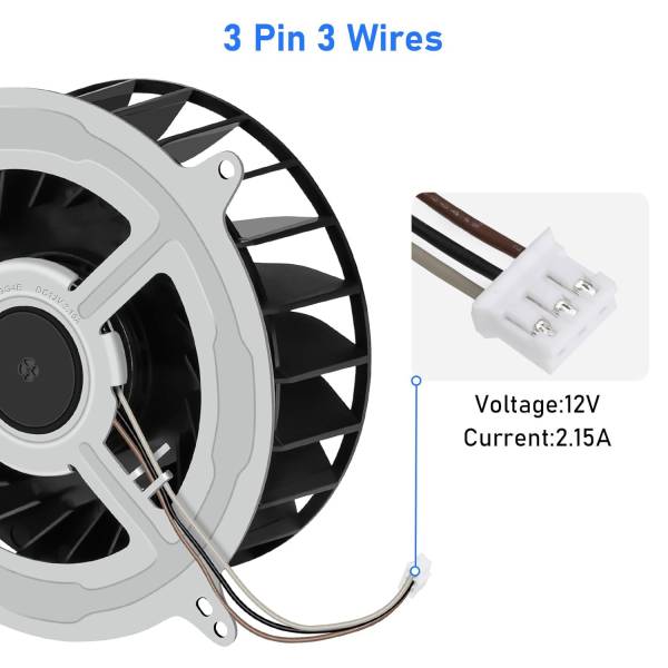 Cooler PS5, consola Sony PlayStation 5, 12047GA-12M-WB-01, KSB1212HGG4E, 23 blade, 12V, 2.15A