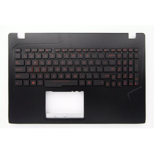Carcasa superioara cu tastatura palmrest Laptop Gaming, Asus, ROG ZX53V, ZX53VD, 90NB0DW4-R30US0, 13N1-0BA0T11, 13N1-0BA0F11, iluminare rosie, neagra, layout US