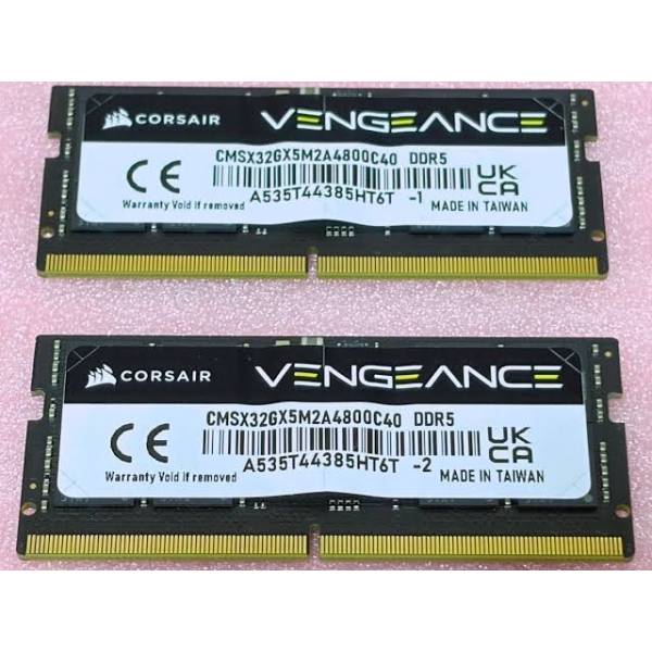 Kit Memorie Ram Laptop Corsair Vengeance, 32GB, (2x16GB), DDR5, 4800Mhz, PC5-4800B, CMSX32GX5M2A4800C40, PC5-38400, CL40, Dual Channel, 1.1V, Non-ECC, SODIMM,  262 pini