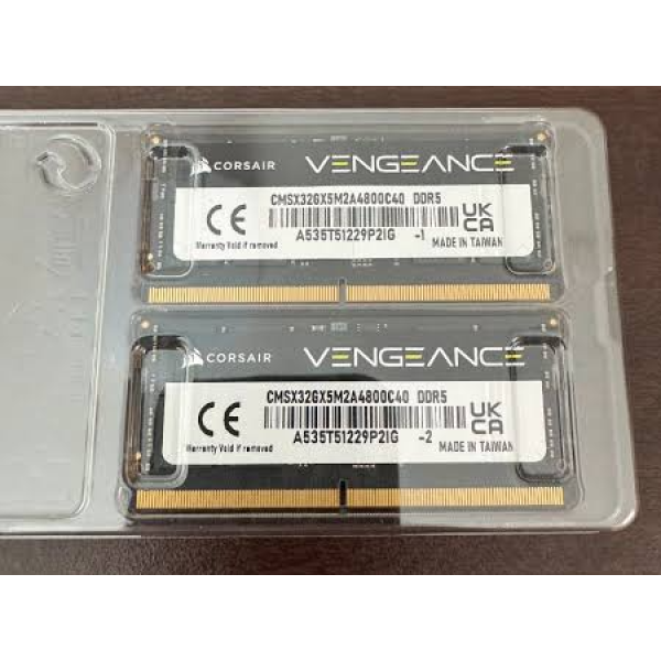 Kit Memorie Ram Laptop Corsair Vengeance, 32GB, (2x16GB), DDR5, 4800Mhz, PC5-4800B, CMSX32GX5M2A4800C40, PC5-38400, CL40, Dual Channel, 1.1V, Non-ECC, SODIMM,  262 pini