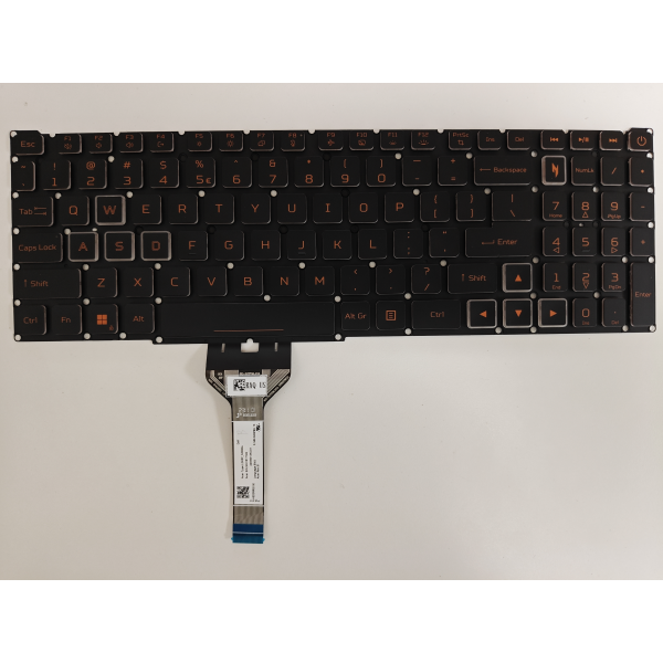 Tastatura Laptop Gaming, Acer, Nitro V16 ANV16-71, iluminata, conector 4 pini, negru cu portocaliu, layout US