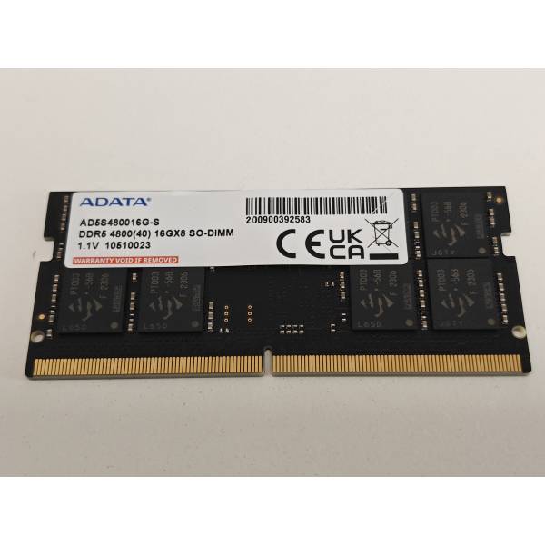 Memorie ram Laptop ADATA 16GB, DDR5, 1Rx8, 4800Mhz, PC5-4800B, AD5S480016G-S, PC5-38400, CL40, 1.1V, Non-ECC, sodimm, 262 pini