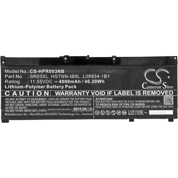 Baterie compatibila Laptop, HP, Zbook 15v G5, TPN-C134, SR03XL, L08934-1B1, CS-HPR003NB, HSTNN-IB8L, SR03XL, 11.55V, 4000mAh, 46.20Wh