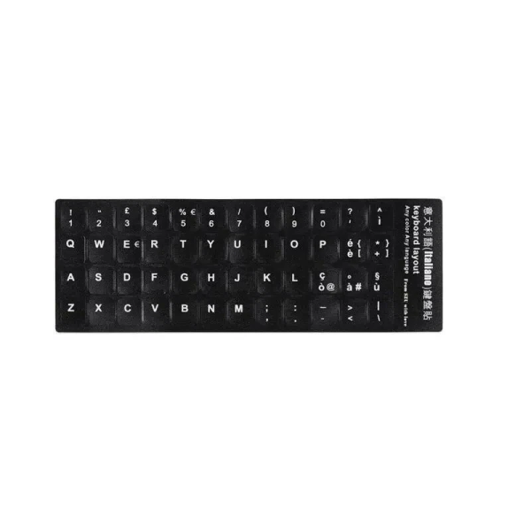 Sticker tastatura negru limba Italiana (Itaian) pentru caractere cu diacritice layout IT