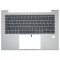 Carcasa superioara cu tastatura palmrest compatibila Laptop, HP, EliteBook 640 G12, 645 G12, N97245-001, N97245-271, N97245-B31, 4BX8VTATP30, FAX8V008010, iluminata, argintie, layout US